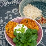 Erdbeerspinat Reis Brätlinge mit Salat